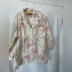 Ralph Lauren cotton ivory muted botanical pajamas size XL